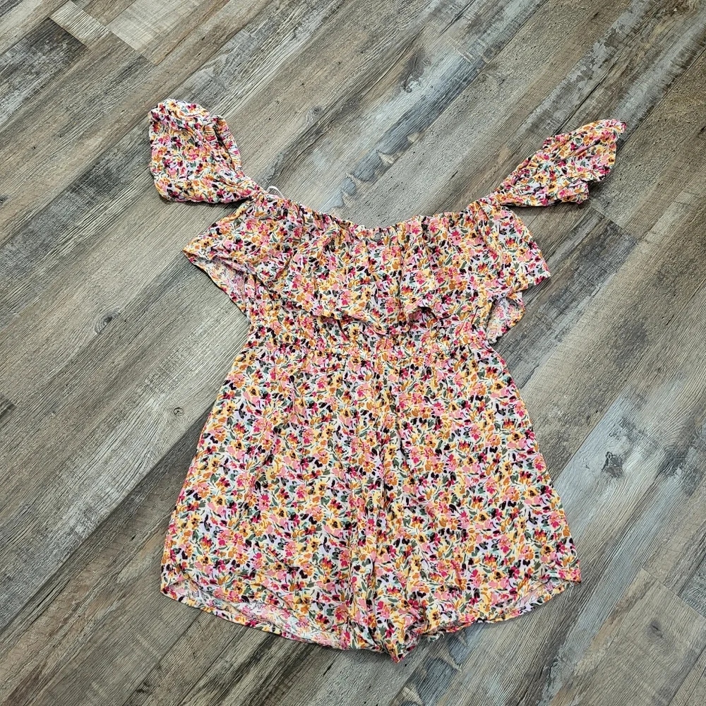 Roxy Another Day Off Shoulder Romper Boho Beach Cover Up Summer - Picture 12 of 12